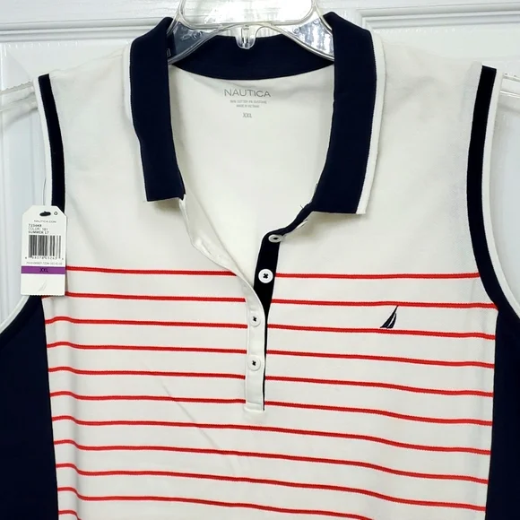 Nautica NEW size XXL sleeveless tank with collar for golf, cruise, summer - Picture 4 of 4